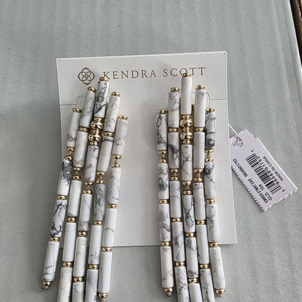 Kendra Scott Ember Marble and Gold Linear Earrings